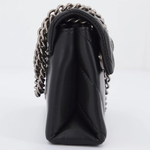 Kurt Geiger Mini Kensington- Black- Silver Hardware Quilted Leather Shoulder Bag - Picture 3 of 4